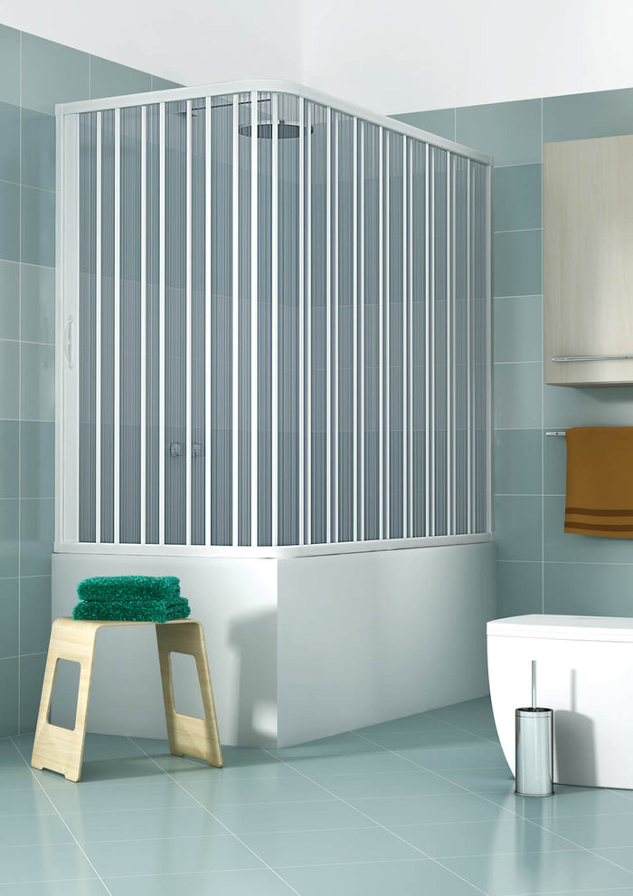 Sopravasca Paratia 2 Lati 1 Anta a Soffietto Apertura Angolare In PVC H150 Caldoni Komet 70x140 cm