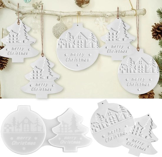 Set di silicone per decorazioni natalizie a forma 3D - 2 pezzi - Materiale duraturo - Gessi in silicone - Decorazioni per Natale