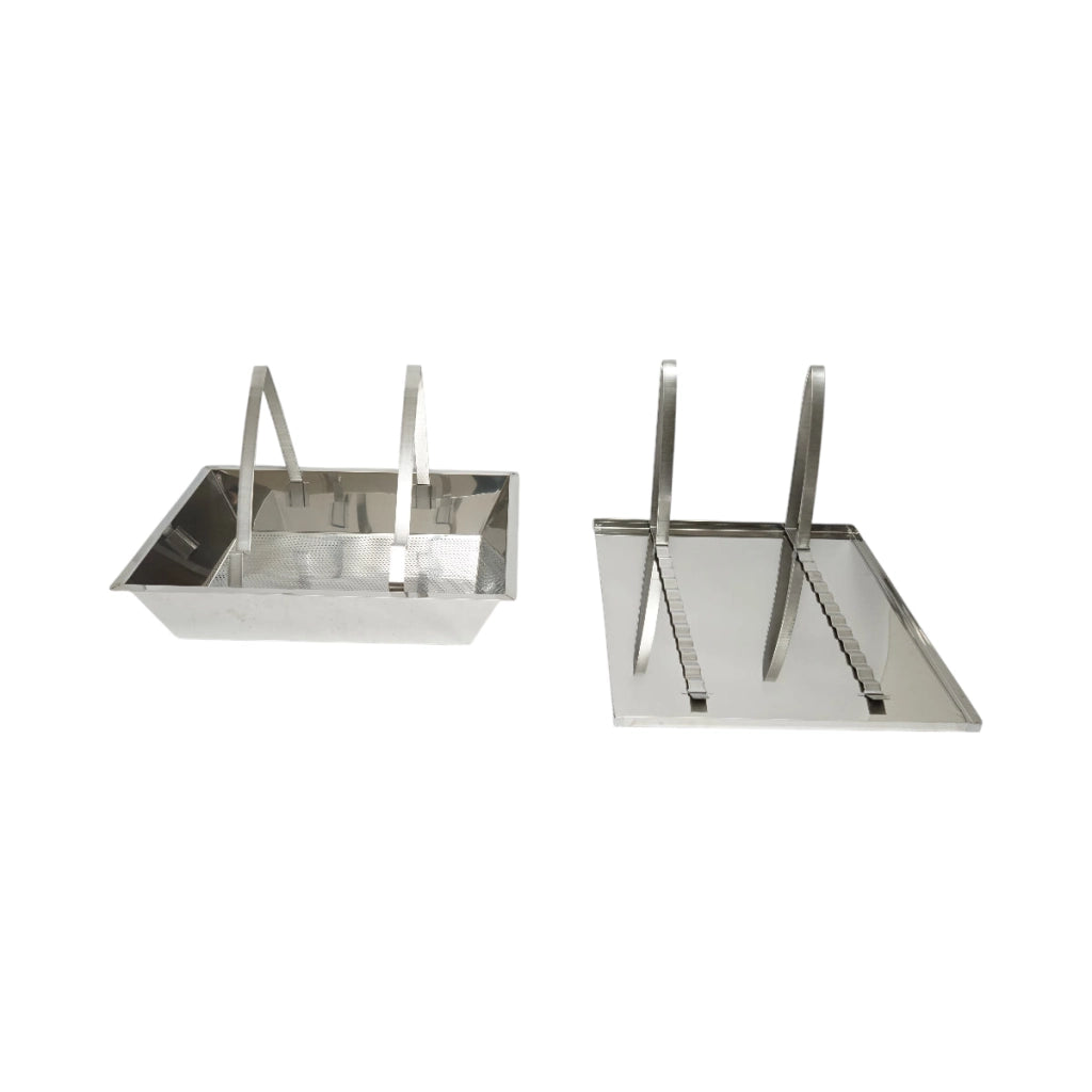 Vassoio disopercolatore con setaccio in acciaio inox 520x415x110mm