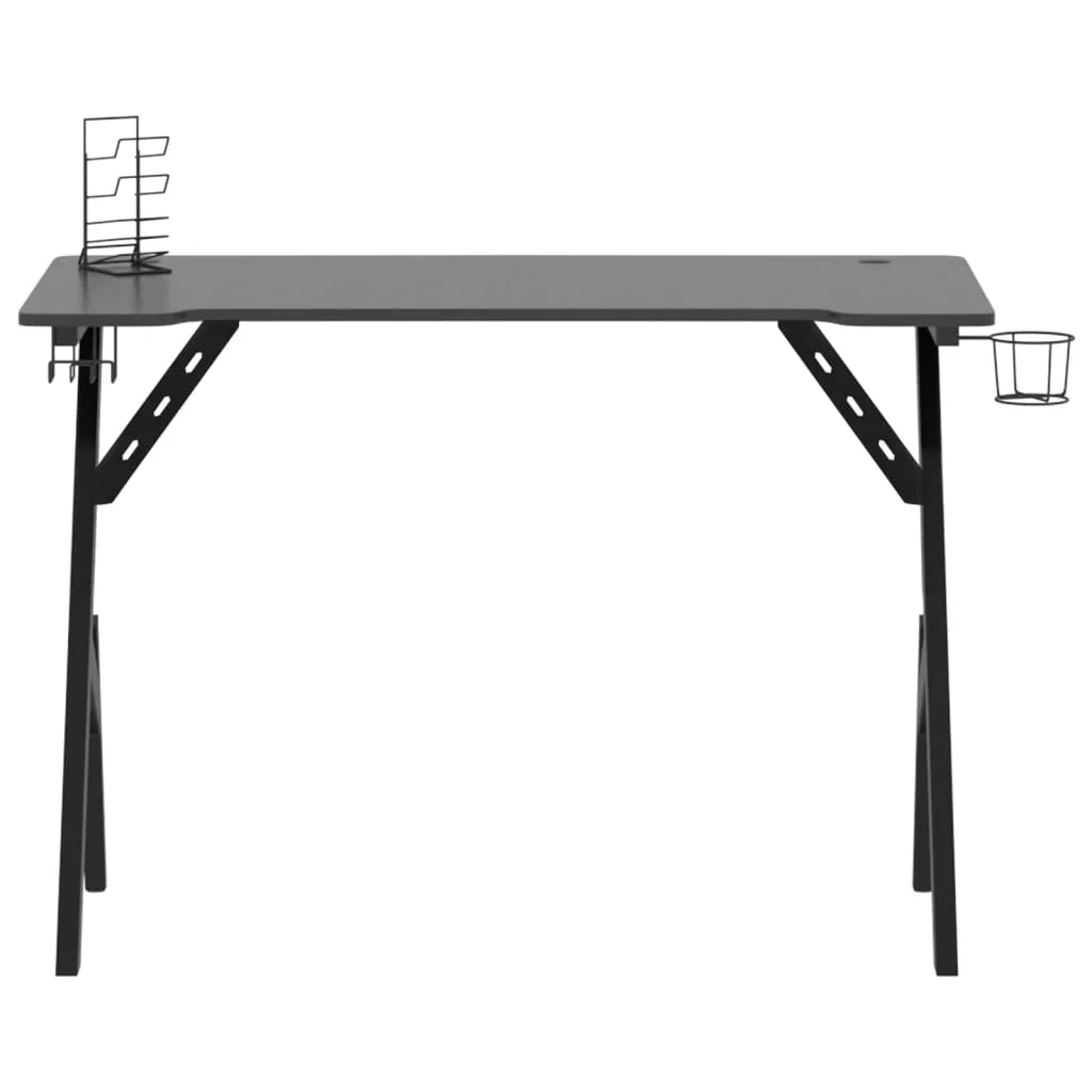 Scrivania tavolo postazione di lavoro mobile per computer studio per computer scrivania da gioco con gambe a Y 110 x 60 x 75 cm nero 02_0023771