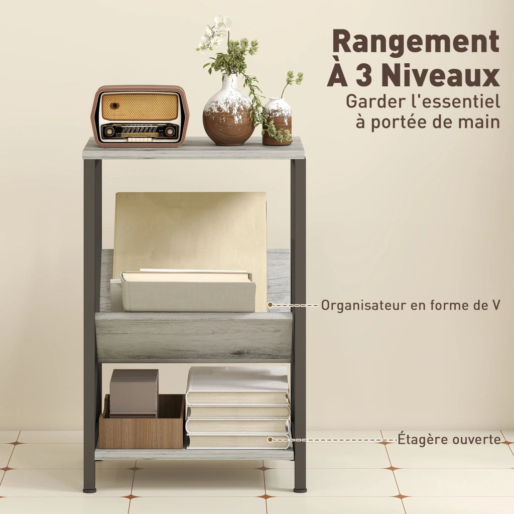 Tavolino da salotto con ripiani ¨C zephmum ¨C grigio scuro 40x30x61 cm