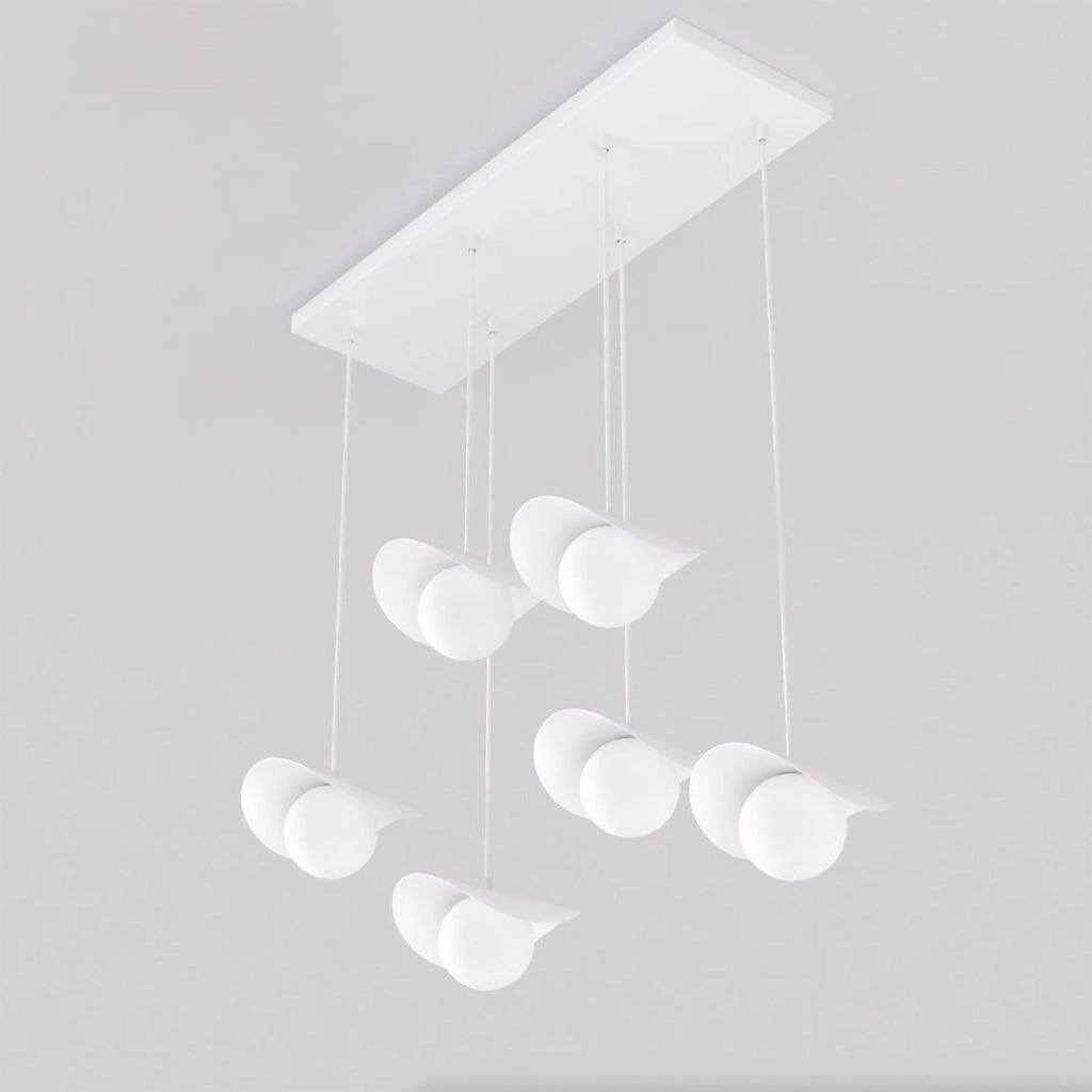Lampada a sospensione Ritual 6 in acciaio bianco opaco