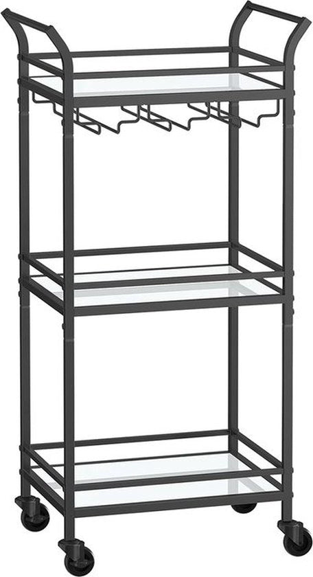 Carrello da Servizio - 3 Livelli - Con Ruote - Nero