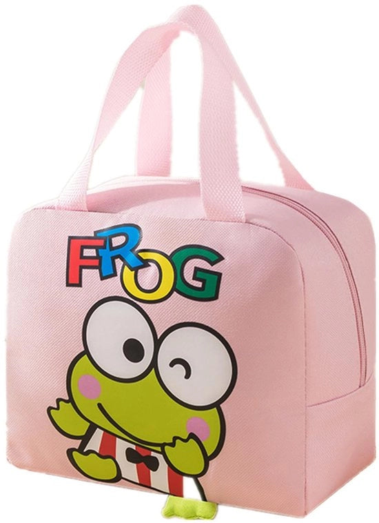 Tas per picnic geisolata per donne, isolata borsa per pranzo di cartone, organizzatore impermeabile per bambini e studenti, viaggi, picnic, scuola (rana, rosa)