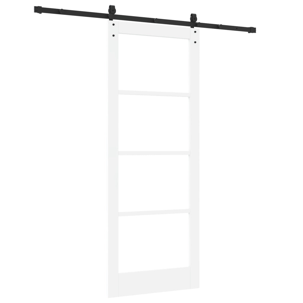 Porta scorrevole  con set hardware bianco 83x211 cm legno massello di pino