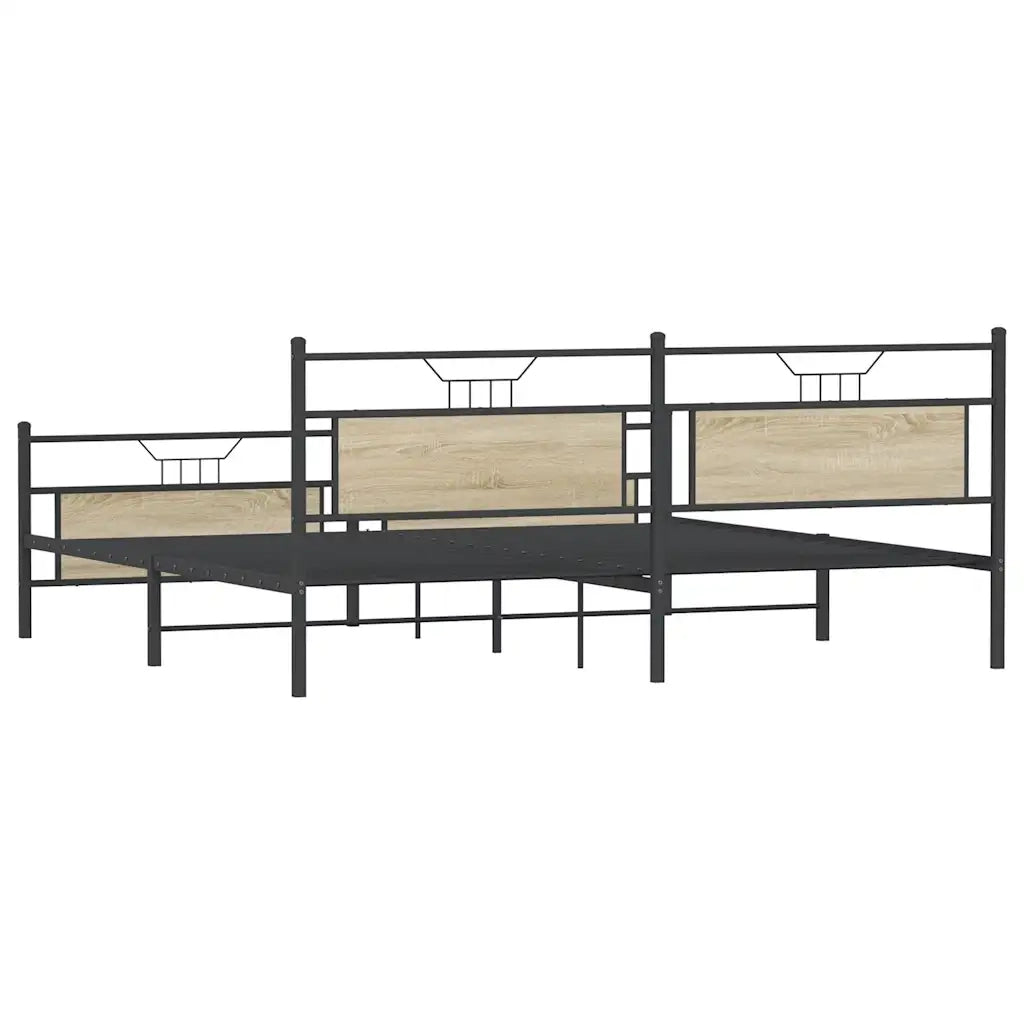 Letto matrimoniale | Letto per adulti | Giroletto senza Materaso in Metallo Rovere Sonoma 200x200 cm