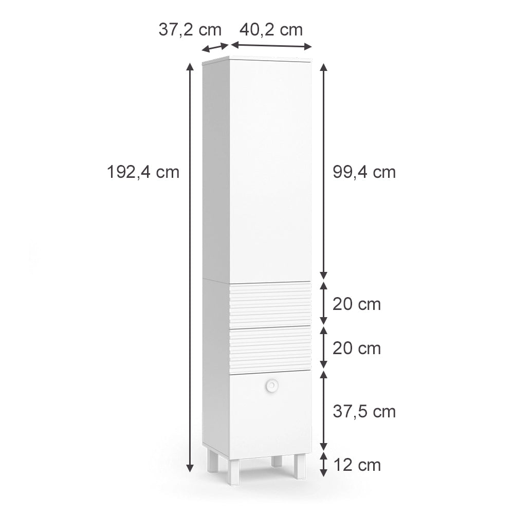 Vicco Armadio per il bagno Bianco 40.2 x 192.4 cm con anta e cassetti