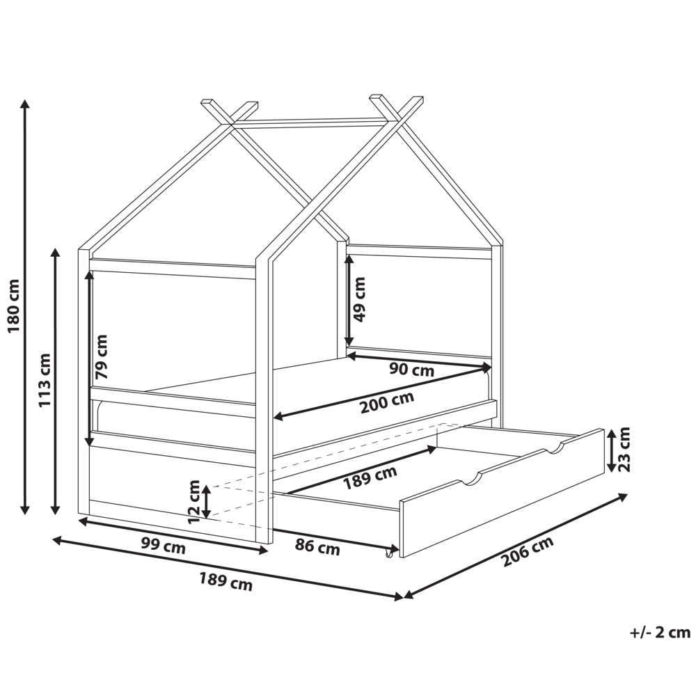 Letto per bambini in legno di pino grigio UE misura singola 90 x 200 cm con telaio a doghe cassetto contenitore letto per bambini piccoli