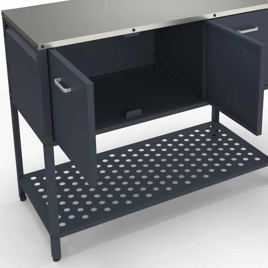 IDMarket - Cucina da esterno PAREO a 3 ante con 1 ripiano in acciaio grigio antracite