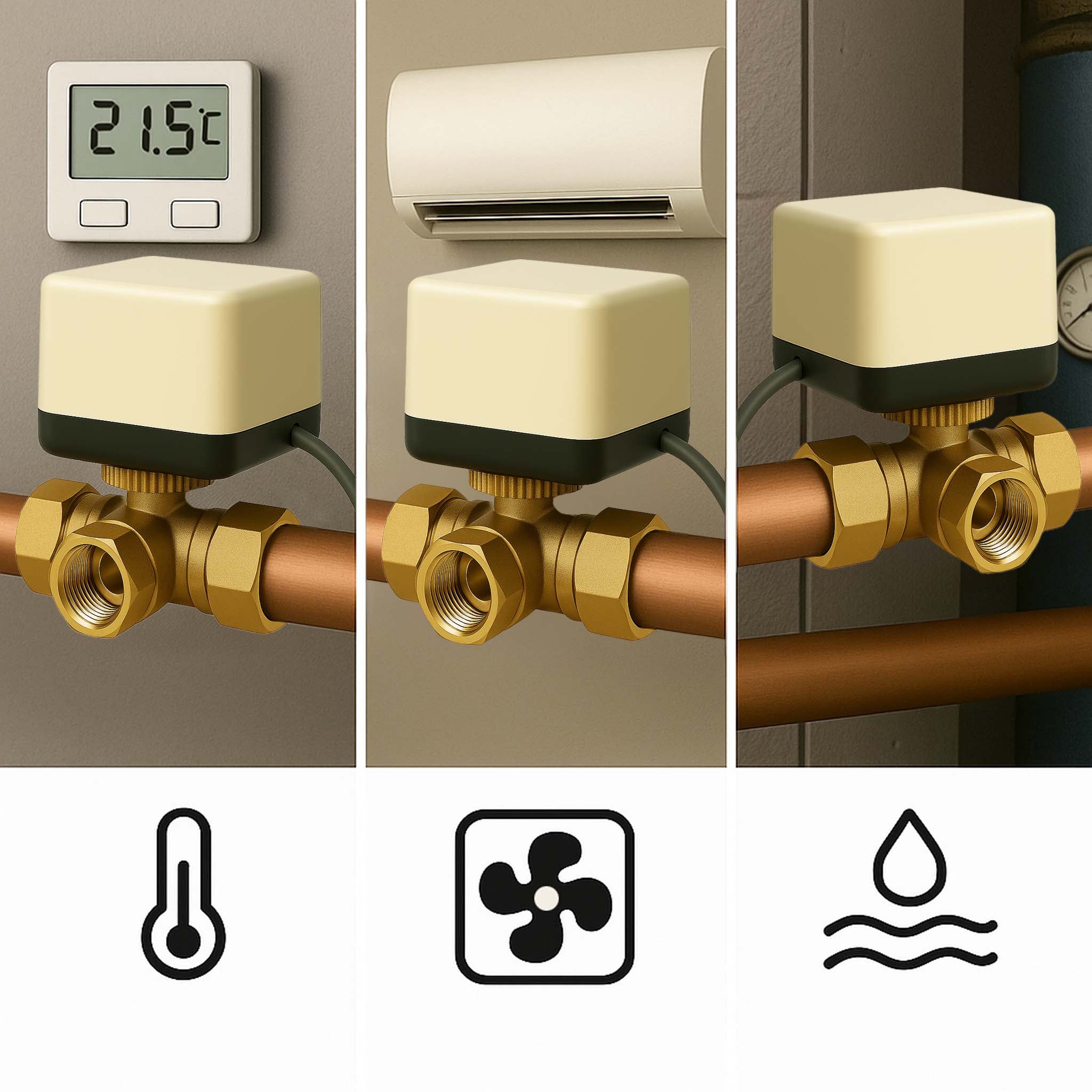 Valvola di zona motorizzata a tre vie serie DQ320 220VAC DN20 26.9 mm (3/4")