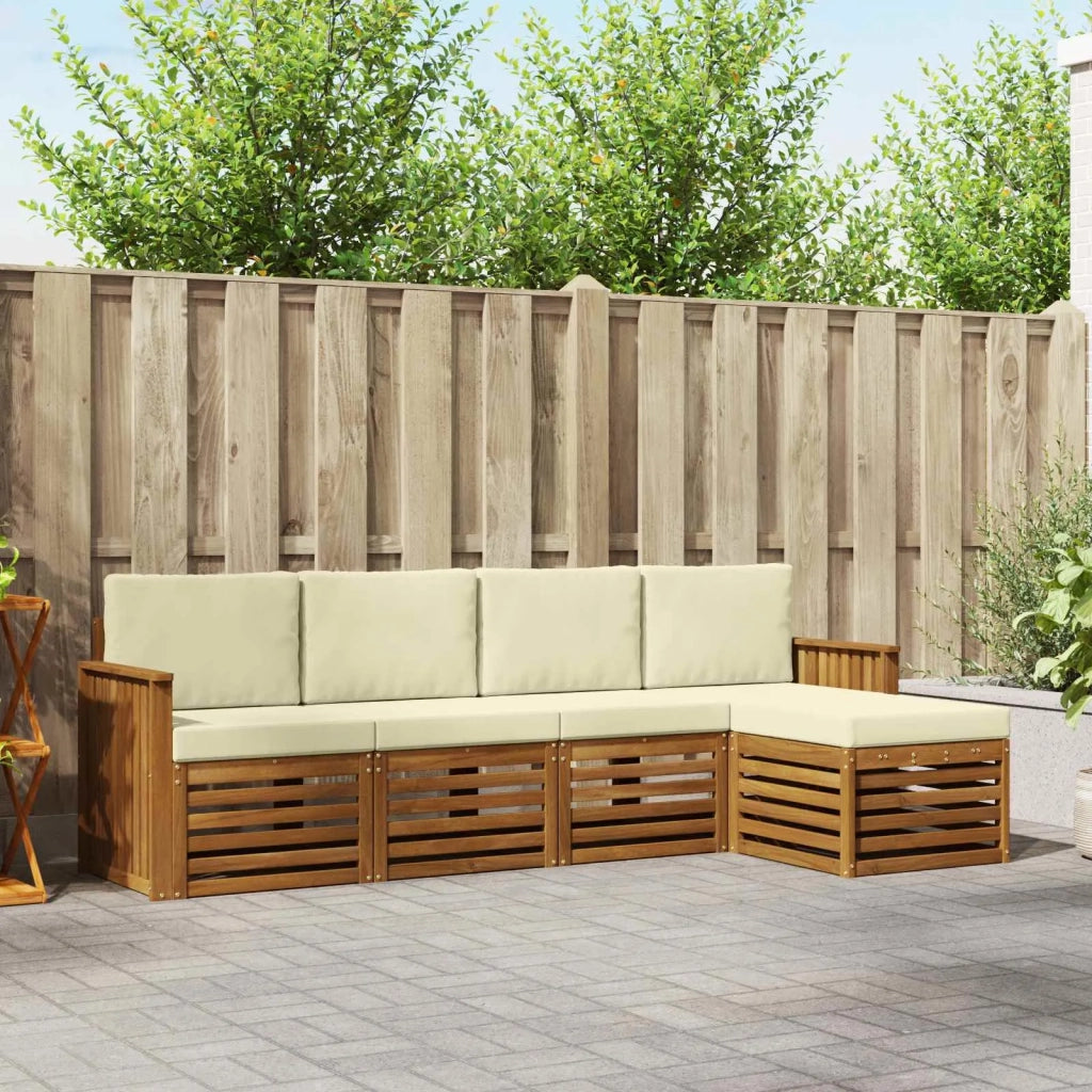 Set divani 5 pcs Naturale e Crema Legno di Acacia Massello 3374645