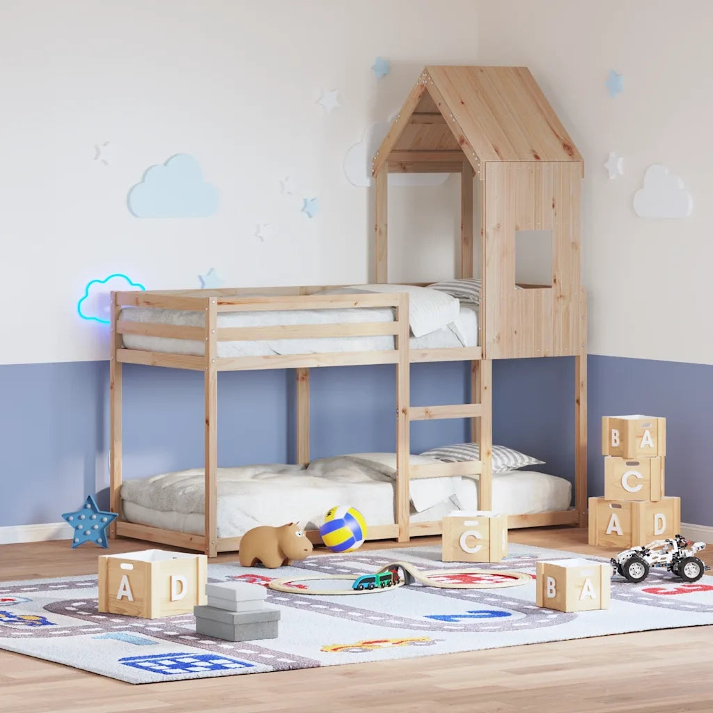 Letto singolo | Letto per adulti | Letto a Castello con Tetto 80x200 cm in Legno Massello di Pino