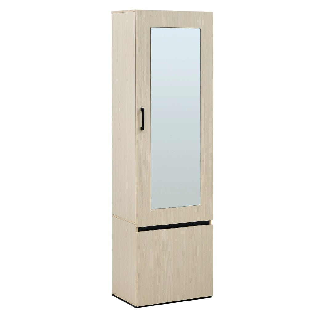 Armadio con specchio e asta appendiabiti estraibile per ingresso e camera; in MDF; legno; 54 × 34;5 × 179;5 cm