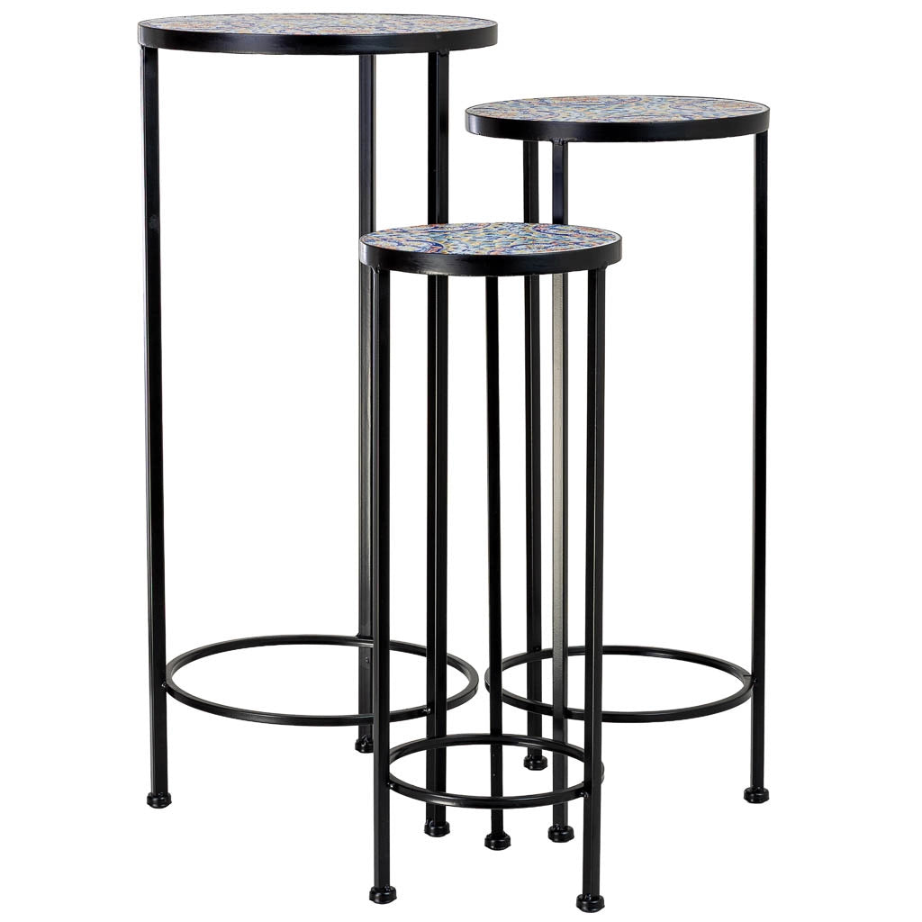Set di 3 supporti, mosaico Arancione e ferro battuto, P30x68h-P25x57h-
