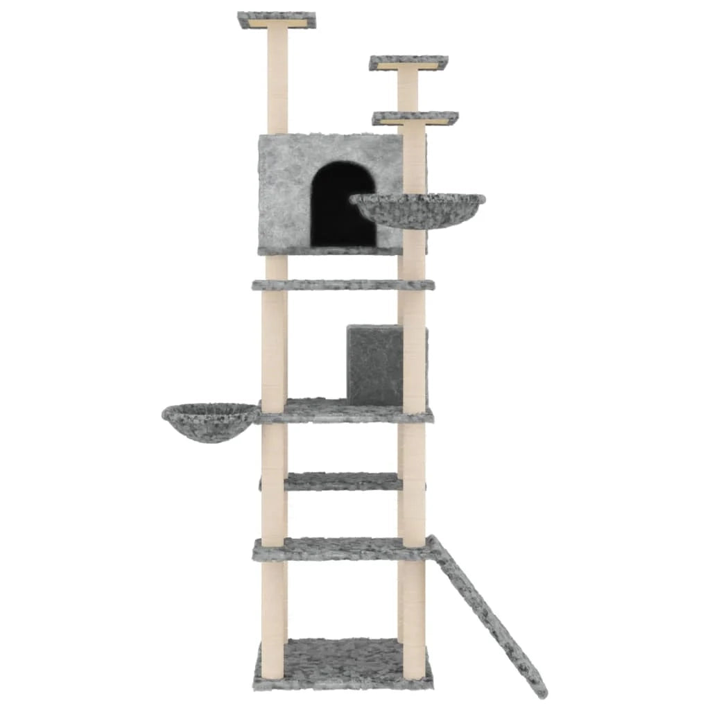 Tiragraffi per gatti torre per arrampicata giocattolo piattaforma per arrampicata con tiragraffi in sisal leggero 191 cm grigio 02_0022600