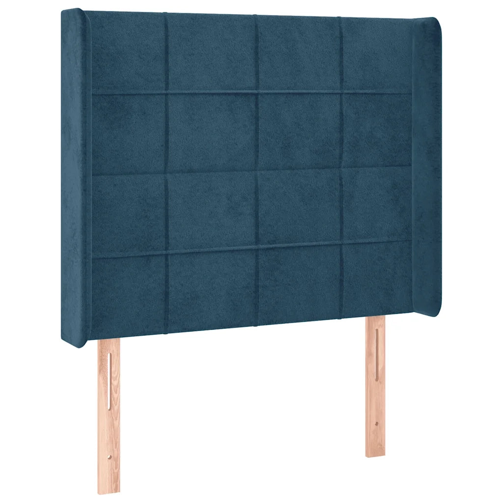Letto a Molle con Materasso e LED Blu Scuro 90x190cm in Velluto