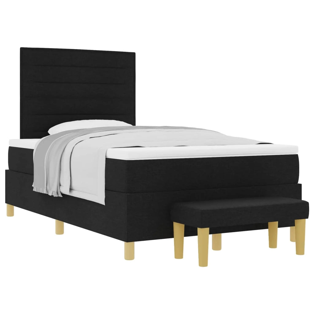 Letto a molle con materasso Nero 120 x 200 cm Tessuto