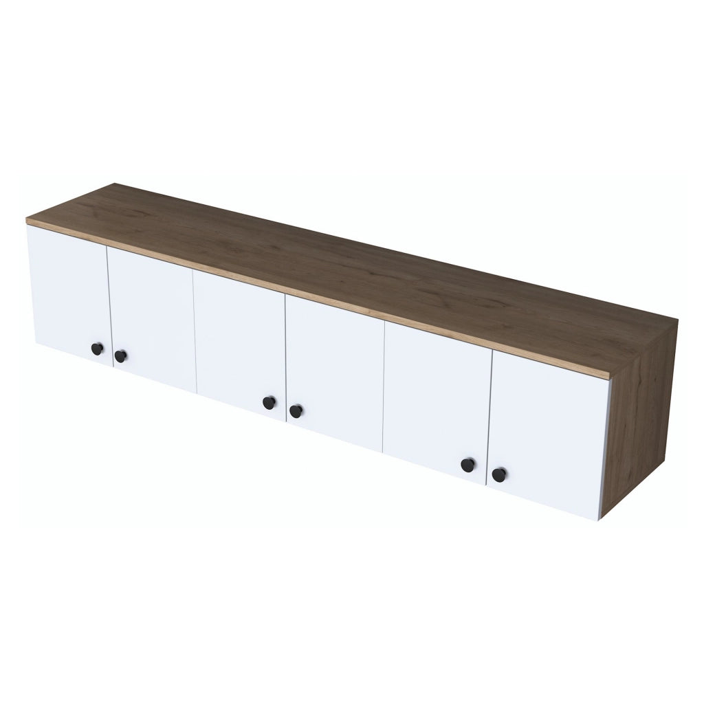 Jelsi, Mobile Pensile 6 Ante, 180x44h cm Marrone Rovere