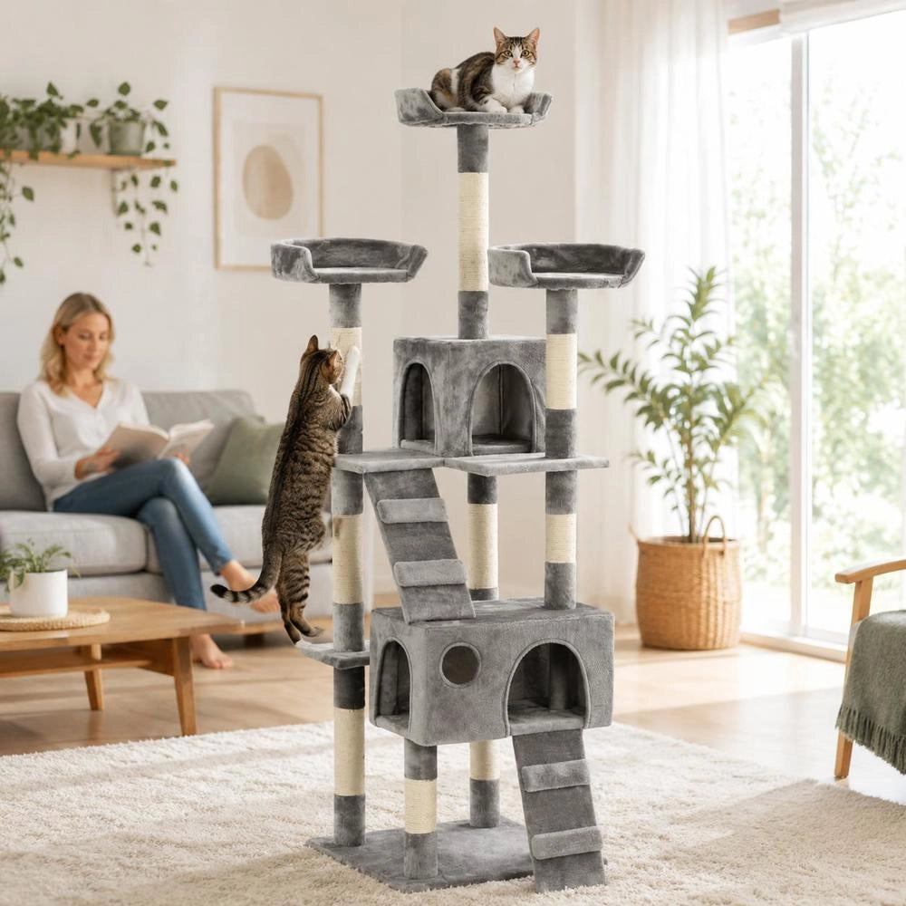 Cat Scratching Post With Sisal Scratching Columns, 170 Cm, Grey