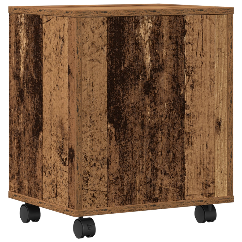Stand per stampante  con ruote in legno vecchio 41x32x48 cm