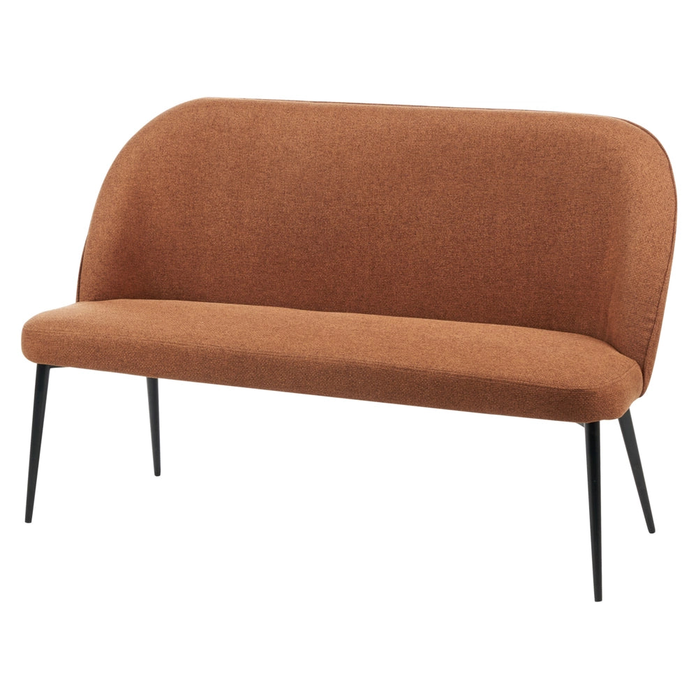 Divano da cucina Rivestimento in tessuto marrone Struttura in metallo a 2 posti Gambe nere Panca