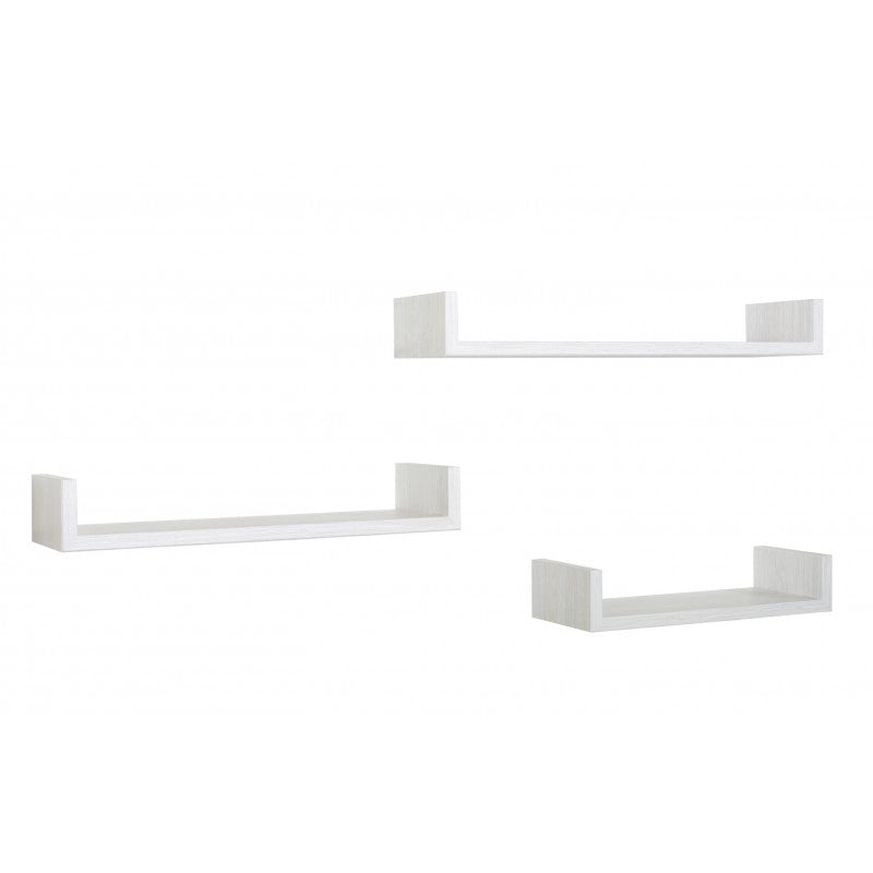 Set di 3 Mensole da Muro, Mensole Muro Design, Mensola da Parete, Rovere Sbiancato, 60x8 p15,5 cm, 50x8 p15,5 cm e 40x8 p15,5 cm - Calamita
