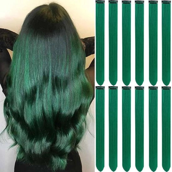 Estensioni capelline a clip-in 6 pezzi - colore variabile - estensioni capelline in fibra sintetica - lunghezza 55 cm - filo resistente al calore