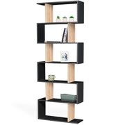 IDMarket - Estantería en forma de S SOFIA en madera efecto haya y negro 189 cm