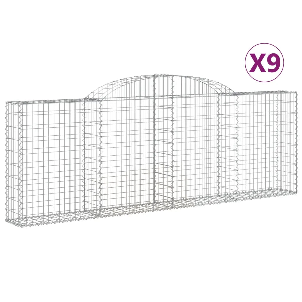 Cesti Gabbioni ad Arco 9 pz 300x30x100/120 cm Ferro Zincato 3146528