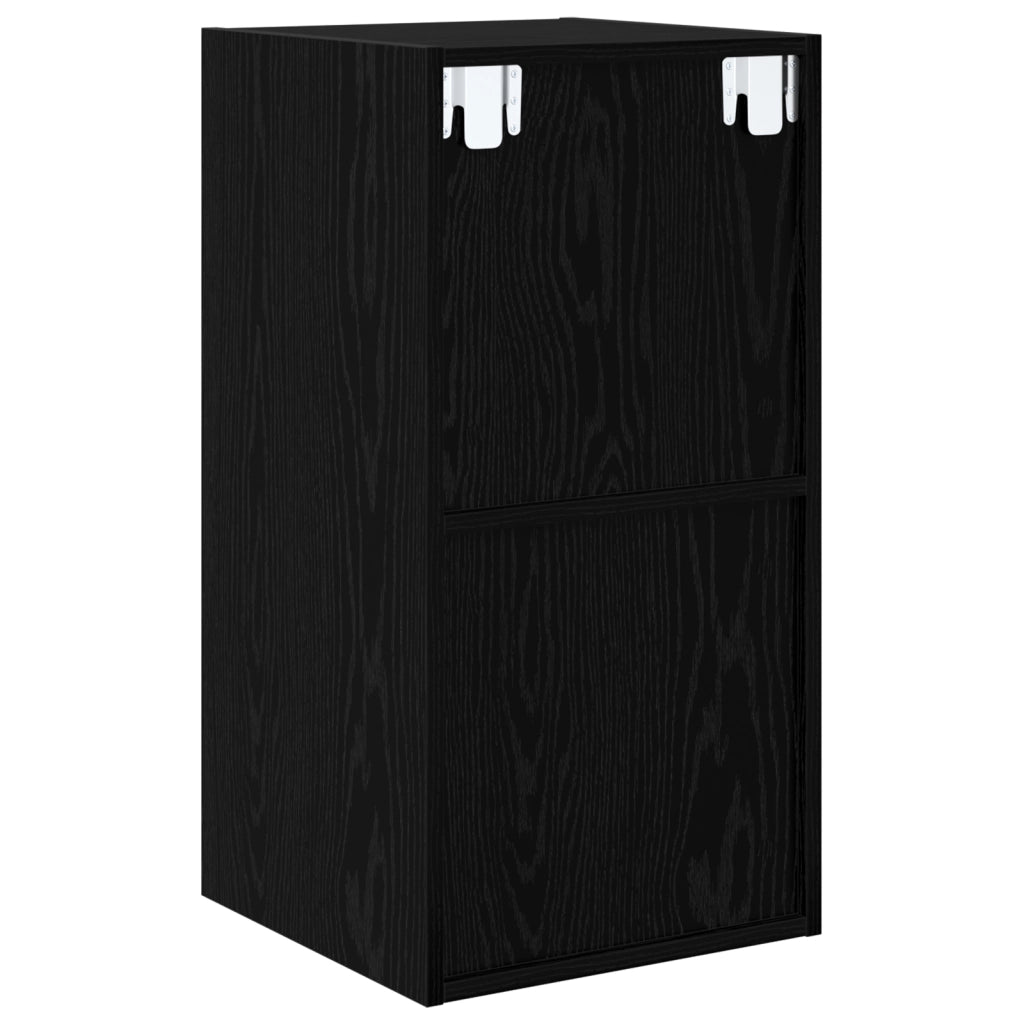 Mobile TV montato a muro Rovere nero 37x37x72 cm Legno massello