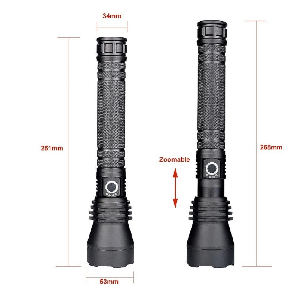 Trade Shop - Torcia Lampada Led Cree P50 Ricaricabile 2000 Lumen 80000 W Zoom Doppia Batteria -
