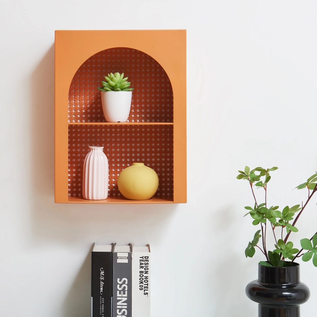 Scaffale da Parete Jäller Design Arcuato 40x30x13 cm Arancione [en.casa]