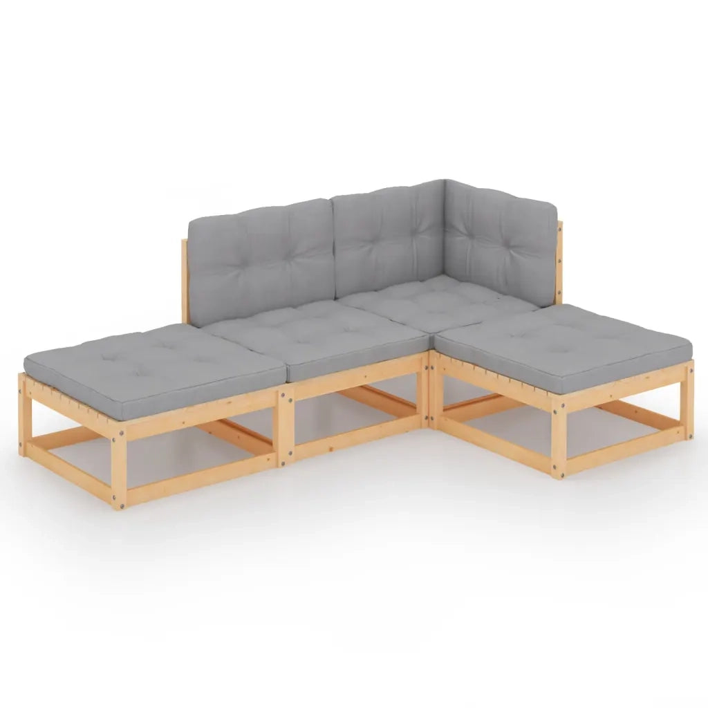 Set Divani da Giardino 4 pz con Cuscini Legno Massello di Pino 3076524