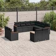 Set Divani da Giardino 11 pz con Cuscini in Polyrattan Nero 3258898