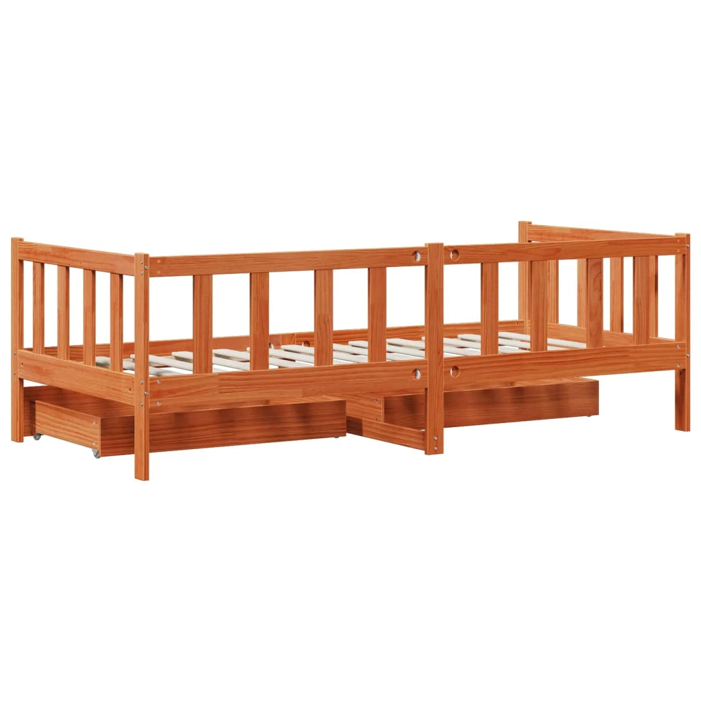 Daybed con cassetto 3 pcs Marrone cerato Legno di Pino Massello 3422777