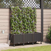 Vaso da Giardino con Irrigazione e Ruote 3 pz Marrone PP 3423091