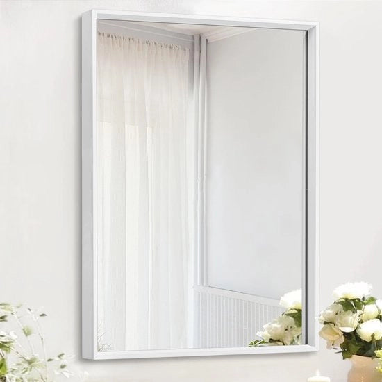 Specchio Quadrato con Struttura in Metallo - Decorazione Duratura per Bagno e Camera