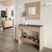 Alwin, Mobile da Ingresso Specchio Incluso, 92x33x79h cm Marrone Rovere