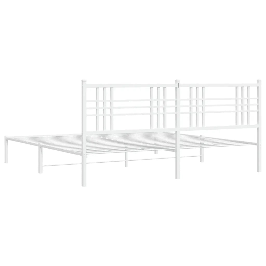 Giroletto con Testiera-Struttura Letto con testiera Metallo Bianco 183x213 cm 606514