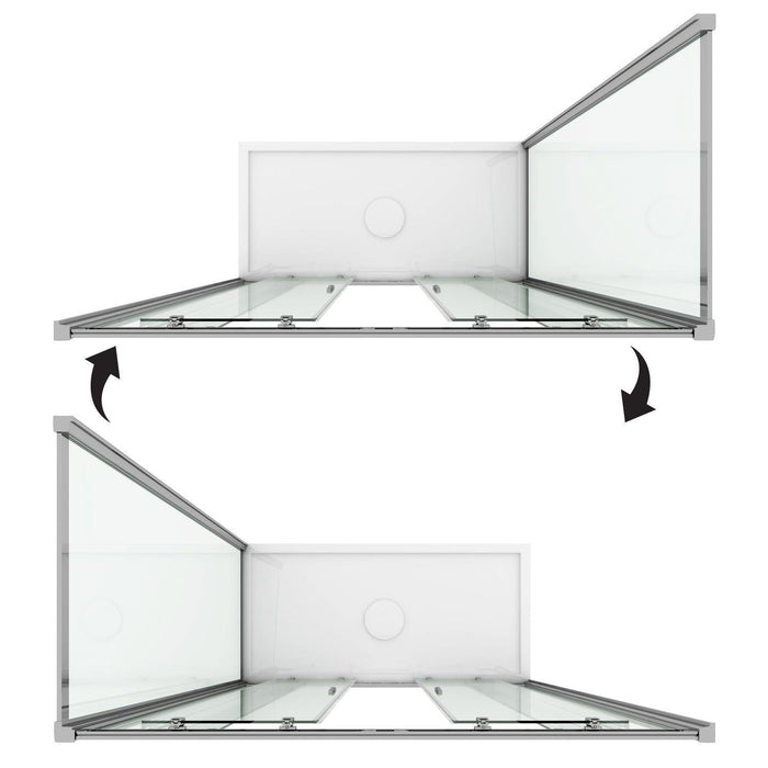 Box Doccia Angolare 80x150 cm 2 Ante Scorrevoli in Cristallo Trasparente 6mm H198 Fosterberg Viborg Duo
