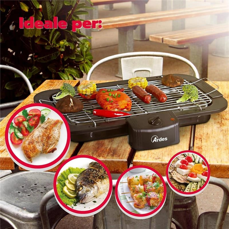ARDES AR1B01 BARBECUE ELETTRICO PORTATILE 2200W COLORE NERO