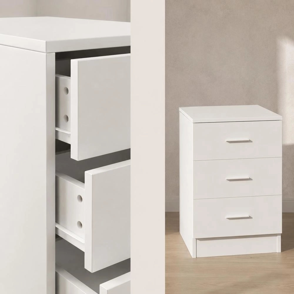 Bedside Table White 38x35x56 Cm Wood Material