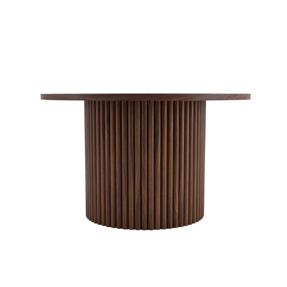 Tavolino da Caff¨¨ Rotondo in MDF ¨C MINIMAL ¨C Noce, Design Gambe in Metallo, ?70 cm