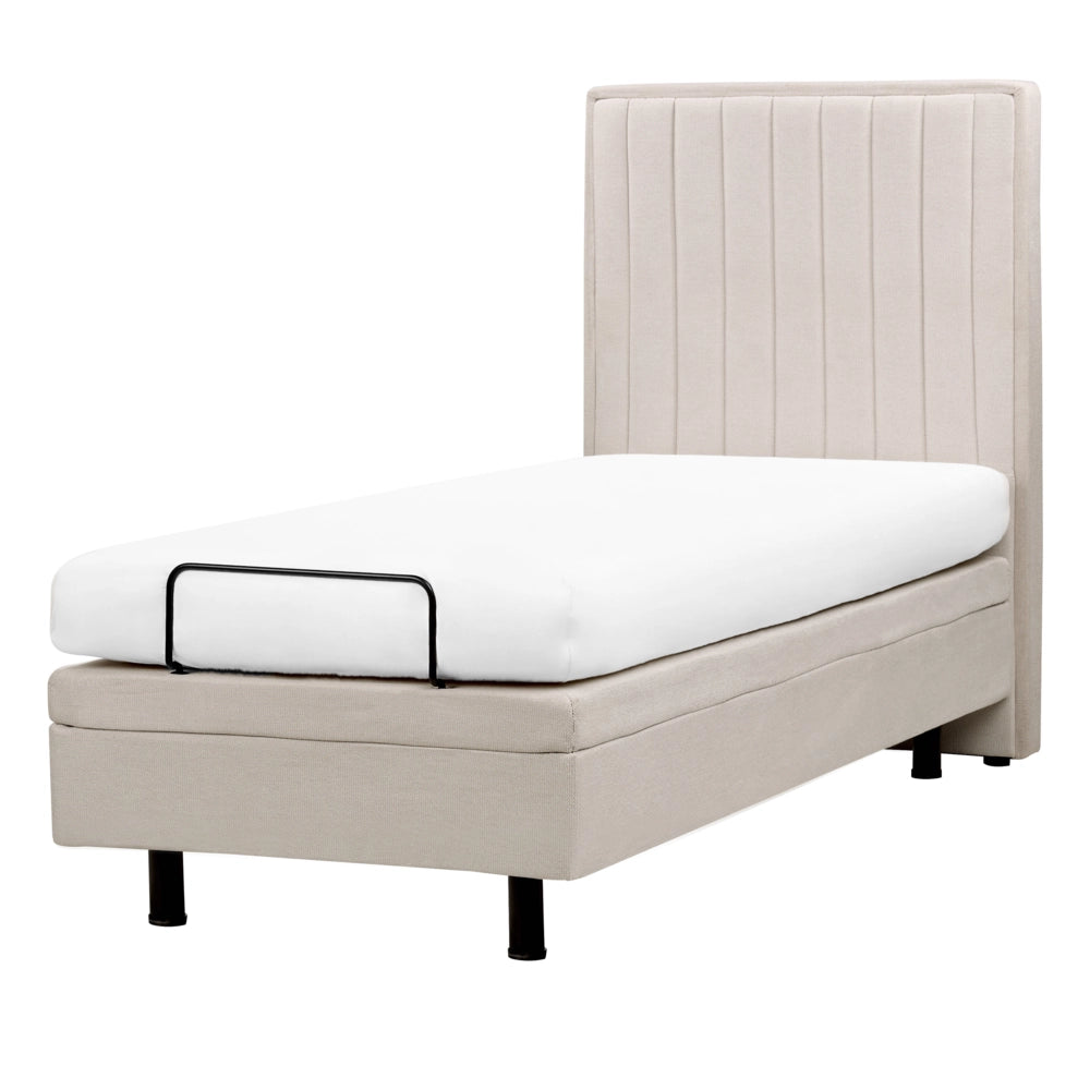 Letto Tessuto Beige chiaro Elettrico Regolabile con Telecomando 80 x 200 cm