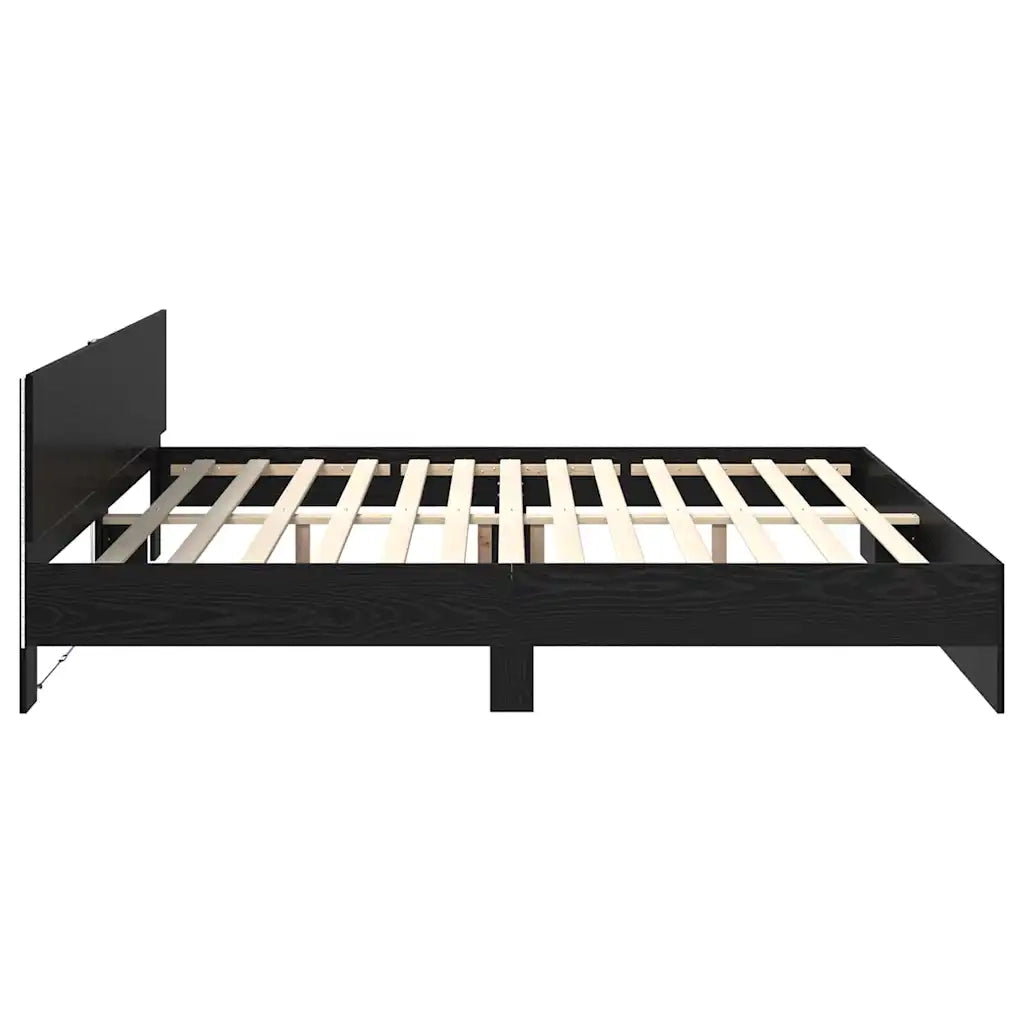 Struttura del letto Rovere Nero 200 x 200 cm Legno multistrato