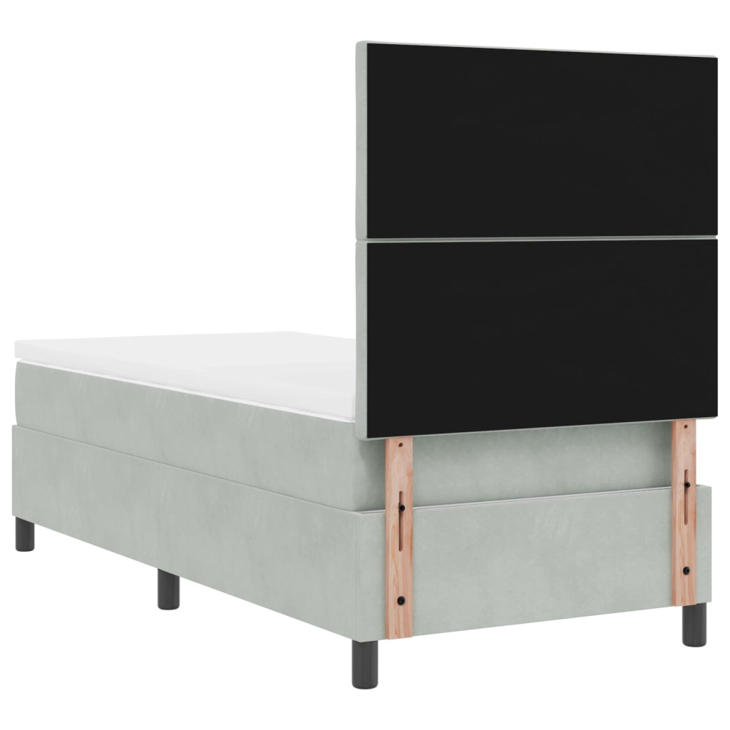Letto con Box Spring e Materasso & Luce LED Grigio Chiaro 90x200 cm Velluto