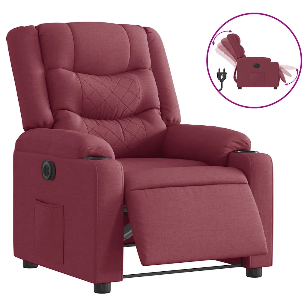 Poltrona Elettrica Reclinabile Rosso Vino in Tessuto 3310247