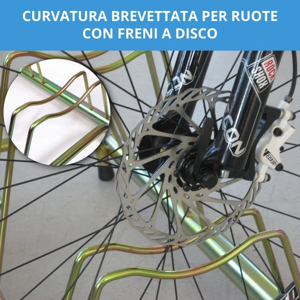 Andrys Rastrelliera Bici 5 Posti Alto/Basso per Freni a Disco Tropical Oro