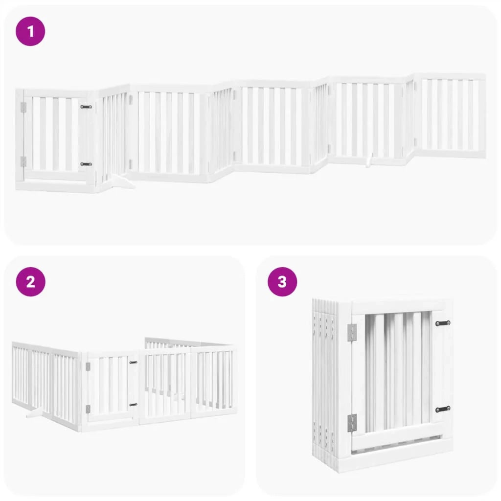 Cancelletto di sicurezza per animali domestici porta pieghevole 9 pannelli legno di pioppo bianco 02_0023293
