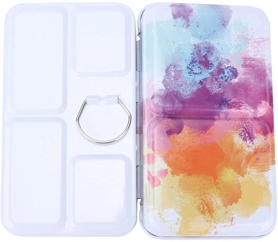 Palette di verniciatura portatile - ripiegabile - cassa degli artisti - contenitori per mescolare - contenitore di metallo - 12 x 7 x 2 cm - scatola di verniciatura